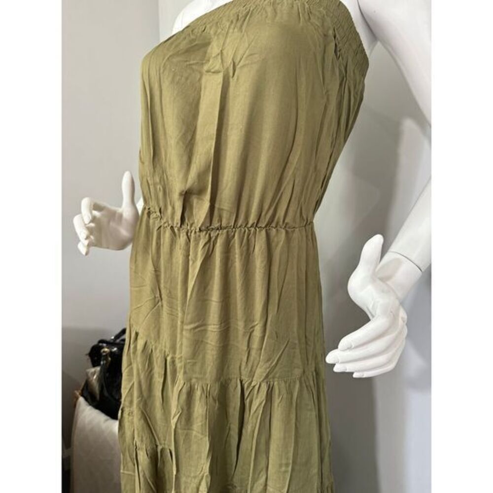 Cupshe Olive Green Strapless Tiered Maxi Dress Boho Summer Chic Size Small - Picture 11 of 15